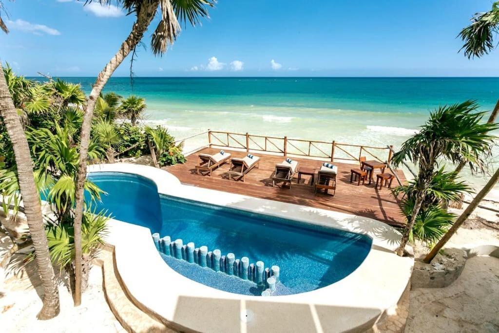 Luxury 5-Br Beachfront Home In Tulum Casa Sofia Gato Экстерьер фото